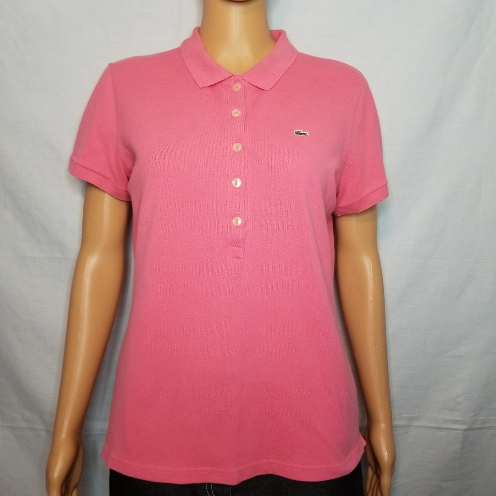 Lacoste 5 Button Pink Polo Shirt